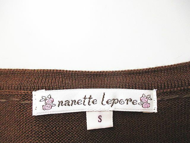 【中古】ナネットレポー nanette lepore ノースリーブ ニット チュニック S 茶系 ダークブラウン モチーフ チェーン ビーズ フリル レディース 【ベクトル 古着】 250508