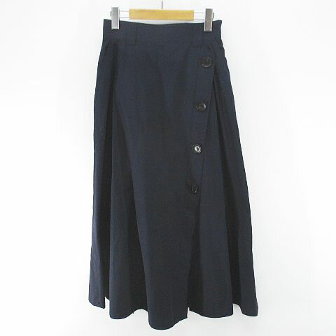【中古】マーレンダム MARLENEDAM ロング丈 フレアスカート スカート 42 紺系 ネイビー 日本製 ポケット 無地 レディース 【ベクトル 古着】 250516