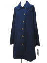 【中古】未使用品 シャミー Chamois ステンカラー コート ミドル丈 44 紺系 ネイビー 無地 ボタン ストレッチ タグ付 レディース 【ベクトル 古着】 250518(4)