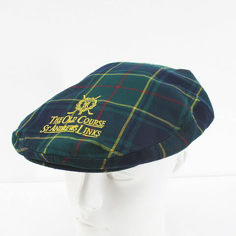 【中古】St Andrews Links Tartan Collection ハンチング 帽子 ONE SIZE 緑 グリーン系 チェック ロゴ 刺繍 メンズ 【ベクトル 古着】 250526 【中古】St Andrews Links Tartan Collection ハンチング 帽子 ONE SIZE 緑 グリーン系 チェック ロゴ 刺繍 メンズ 【ベクトル 古着】 250526