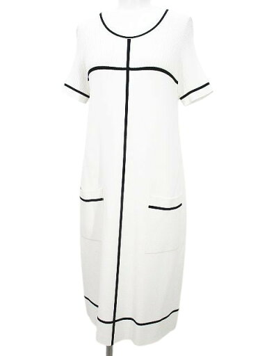 【中古】ポールカ PAULE KA 半袖 リブ ニット ワンピース 膝丈 白系 ホワイト 伸縮性 レディース 【ベクトル 古着】 250527 【中古】ポールカ PAULE KA 半袖 リブ ニット ワンピース 膝丈 白系 ホワイト 伸縮性 レディース 【ベクトル 古着】 250527