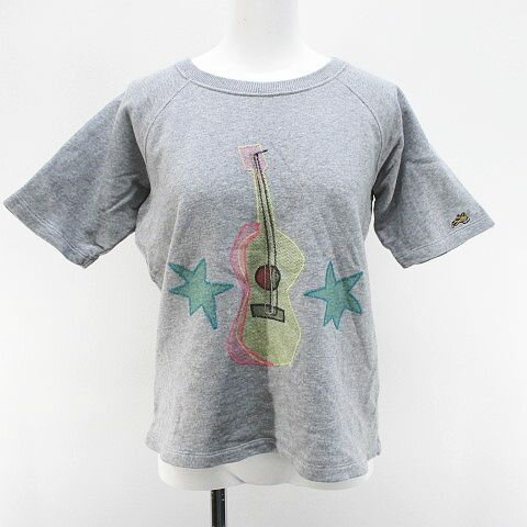 【中古】ベラフロイド BELLA FREUD 半袖 スウェット カットソー XS 灰系 グレー 刺繍 リブ レディース 【ベクトル 古着】 250607