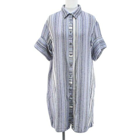 【中古】ザラ ベーシック ZARA BASIC ストライプ柄 半袖 シャツワンピース チュニック 膝丈 S 青系 ブルー 袖ロールアップ 透け感 レディース 【ベクトル 古着】 250616 【中古】ザラ ベーシック ZARA BASIC ストライプ柄 半袖 シャツワンピース チュニック 膝丈 S 青系 ブルー 袖ロールアップ 透け感 レディース 【ベクトル 古着】 250616