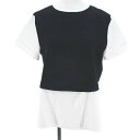 【中古】ザラ ZARA 半袖 カットソー レイヤード調 プリーツ S 紺系 ネイビー ロールアップ 透け感 無地 レディース 【ベクトル 古着】 250620