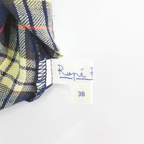 【中古】ロペピクニック ROPE Picnic チェック柄 半袖 シャツ チュニック 38 紺系 ネイビー フリル ボタン レディース 【ベクトル 古着】 250620