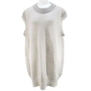 【中古】ミニョンエネ mignon aine フレンチスリーブ ニット チュニック 38 灰系 グレージュ 無地 リブ 透け感 日本製 レディース 【ベクトル 古着】 250626