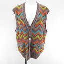 【中古】ミッソーニ MISSONI シェブロンストライプ柄 ベスト ノースリーブ ニット セーター 51 オレンジ系 イタリア製 レディース 【ベクトル 古着】...