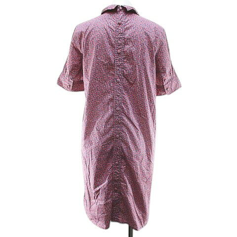 【中古】ビームスボーイ BEAMS BOY 花柄 半袖 シャツワンピース 膝丈 紺系 ネイビー 日本製 レディース 【ベクトル 古着】 250711