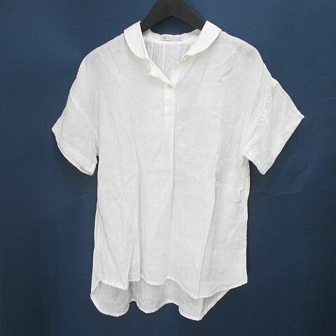 【中古】アフタヌーンティー Afternoon Tea WARDROBE 半袖 シャツ ブラウス M 白系 ホワイト ボタン 袖ロールアップ 透け感 麻 リネン レディース 【ベクトル 古着】 250713 【中古】アフタヌーンティー Afternoon Tea WARDROBE 半袖 シャツ ブラウス M 白系 ホワイト ボタン 袖ロールアップ 透け感 麻 リネン レディース 【ベクトル 古着】 250713
