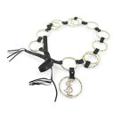 【中古】イヴサンローラン YVES SAINT LAURENT チェーンベルト フープ レザーリボン ゴールド系 ロゴ 文字 小物 レディース 【ベクトル 古着】 250725