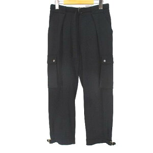 【中古】アッシュペーフランス H.P.FRANCE 七分丈 カーゴパンツ 2 黒系 ブラック 無地 ジップフライ ストレッチ 日本製 レディース 【ベクトル 古着】 250726