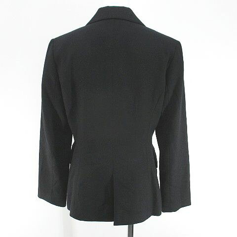 【中古】ナチュラルビューティーベーシック NATURAL BEAUTY BASIC セットアップ ジャケット ロングパンツ スラックス ジップフライ L 黒系 ブラック 毛 ウール 裏地 無地 レディース 【ベクトル 古着】 250731