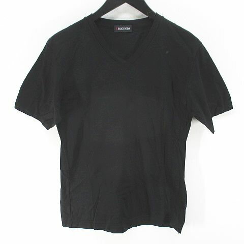 【中古】LEGGENDA 半袖 Tシャツ カットソー Vネック 黒系 ブラック 日本製 無地 レディース 【ベクトル 古着】 250812
