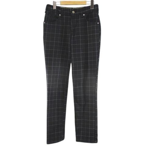 【中古】エドウィン EDWIN Miss EDWIN MR903 チェック柄 ロング丈 パンツ ストレート S 黒系 ブラック ジップフライ リブゴム レディース 【ベクトル 古着】 250825