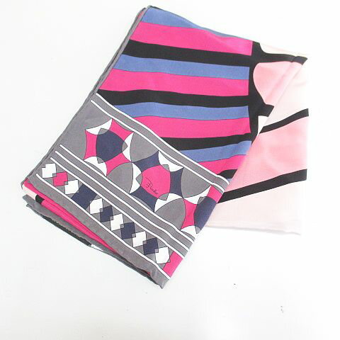 【中古】エミリオプッチ EMILIO PUCCI FIRENZE ストール マフラー 絹 シルク ピンク系 イタリア製 総柄 レディース 【ベクトル 古着】 250922のサムネイル