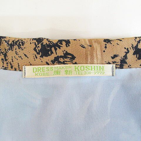 【中古】DAIMARU FASHION ROOM レトロ 花柄 長袖 シャツワンピース ロング丈 ベージュ 裏地 レディース 【ベクトル 古着】 250922