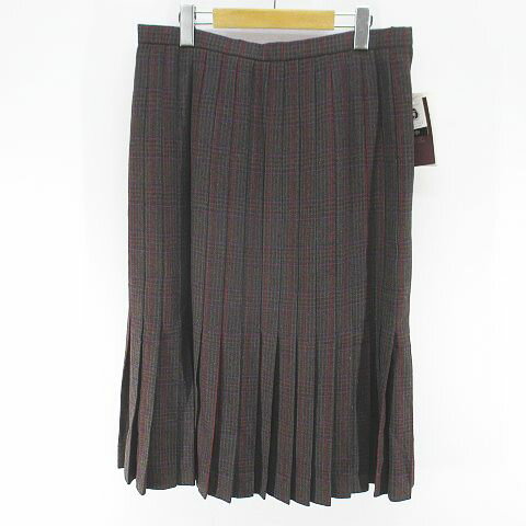 【中古】未使用品 アーダモア Ada More チェック柄 ミモレ丈 プリーツスカート スカート 80〜84 茶系 ブラウン 毛 ウール タグ付 レディース 【ベクトル 古着】 250926