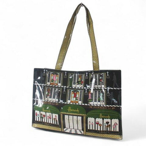 【中古】未使用品 ハロッズ Harrods ロンドンガール ＆ エレベーター トートバッグ ブラック 黒系 レディース 【ベクトル 古着】 251002