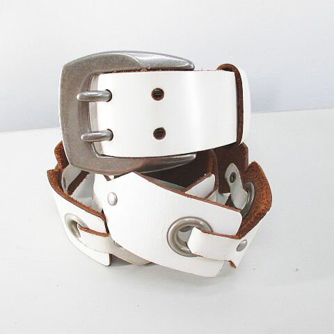 【中古】ダブルピン ベルト バックル 白系 ホワイト レザー調 ファッション小物 メンズ 【ベクトル 古着】 251002