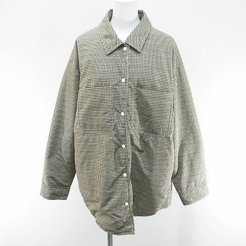 【中古】アースミュージック&エコロジー EARTH MUSIC & ECOLOGY 千鳥格子柄 パデットジャケット 中綿 F 茶系 ブラウン スナップボタン 胸ポケット 裏地 レディース 【ベクトル 古着】 251003