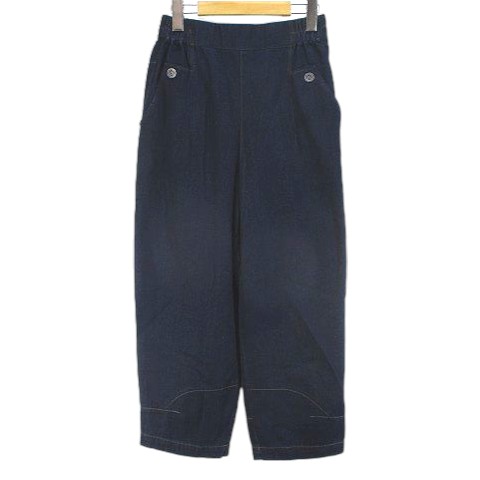 【中古】未使用品 ラ・イマージュ la IMAGE デニム クロップドパンツ 9号 青系 ブルー ウエストゴム ステッチ タグ付 レディース 【ベクトル 古着】 251007