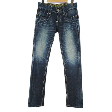 【中古】エドウィン EDWIN 503 ブルートリップ BT5502 ロング丈 デニムパンツ ジーンズ タイトストレート XS 青系 ブルー ジップフライ 加工 日本製 レディース 【ベクトル 古着】 251013