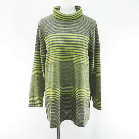 【中古】ノアージュ noa-ge ボーダー 長袖 チュニック カットソー タートルネック 緑系 グリーン 【ベクトル 古着】 251017