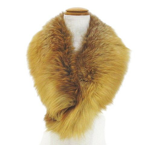 【中古】TOGU ティペット マフラー フォックスファー 毛皮 茶系 ブラウン クリップ 裏地 レディース 【..