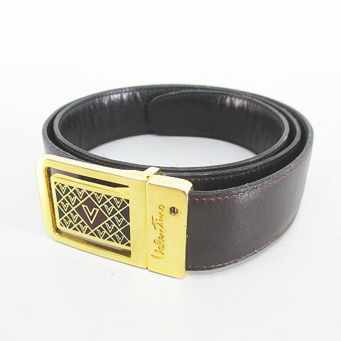 【中古】ヴァレンティノ ヴァレンチノ VALENTINO ベルト レザー 85 茶系 ブラウン イタリア製 トップ式 バックル 小物 無地 レディース 【ベクトル 古着】 251023