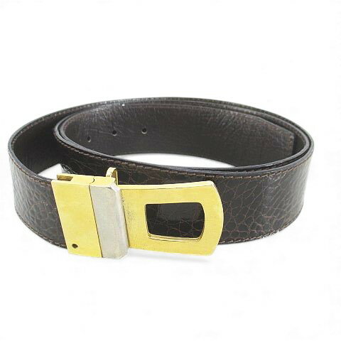 【中古】ベルト クロコダイル ワニ革 100 茶系 ブラウン イタリア製 トップ式 バックル 小物 メンズ 【ベクトル 古着】 251024