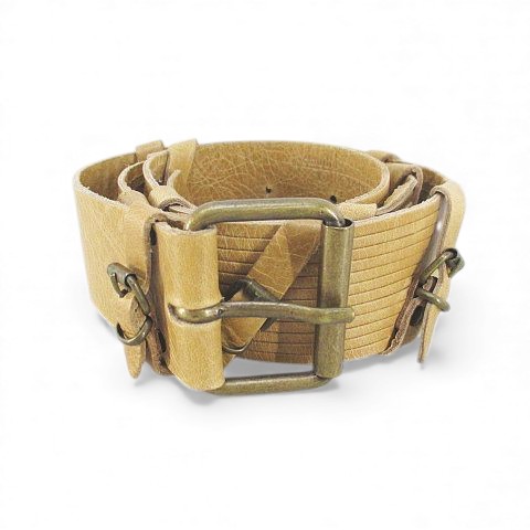 【中古】クラウディオ オルチアーニ claudio ORCIANI プレーンベルト レザー 本革 85 ベージュ系 イタリア製 ピン式 バックル 小物 レディース 【ベクトル 古着】 251027