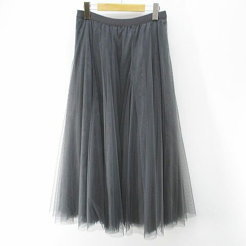 【中古】マリアフロディー Maria Flodi ロング丈 フレアスカート スカート M 灰系 グレー チュール 裏地 無地 レディース 【ベクトル 古着】 251027