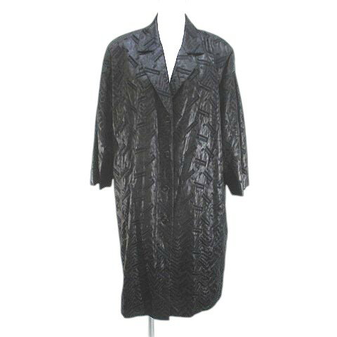 【中古】HAUTE COUTURE Sachiya チェスターコート ロング丈 黒系 ブラック 刺繍 裏地 総柄 レディース 【ベクトル 古着】 251104