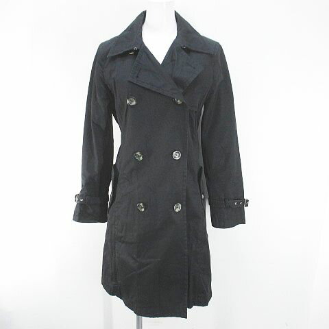 【中古】マックスマーラ ウィークエンドライン MAX MARA WEEKEND LINE トレンチコート ロング丈 38 黒系 ブラック ベルト ポケット 裏地 無地 レディース 【ベクトル 古着】 251107