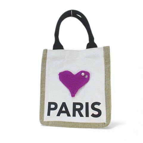【中古】トートバッグ PARISロゴ ハートモチーフ ベージュ レディース 【ベクトル 古着】 251107