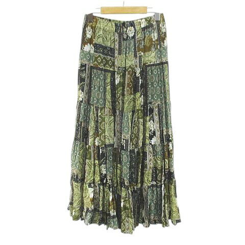 【中古】未使用品 Luchile ロング丈 フレアスカート スカート M〜L 緑系 グリーン 裏地 総柄 タグ付 レディース 【ベクトル 古着】 251107