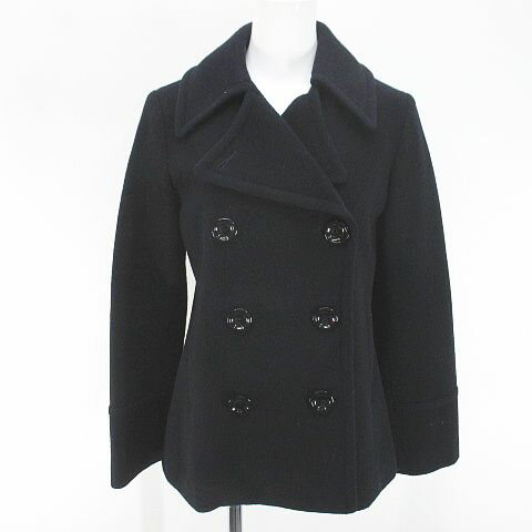 【中古】Hestia ピーコート ミディアム丈 38 紺系 ネイビー ポケット 毛 ウール 裏地 無地 レディース 【ベクトル 古着】 251111