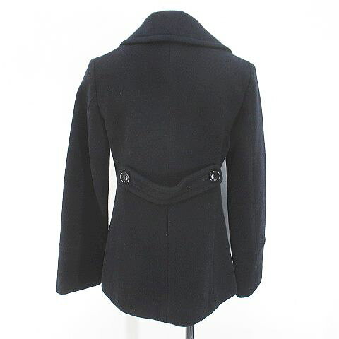 【中古】Hestia ピーコート ミディアム丈 38 紺系 ネイビー ポケット 毛 ウール 裏地 無地 レディース 【ベクトル 古着】 251111