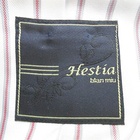 【中古】Hestia ピーコート ミディアム丈 38 紺系 ネイビー ポケット 毛 ウール 裏地 無地 レディース 【ベクトル 古着】 251111