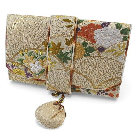 【中古】和装 クラッチバッグ 紅葉 菊 ゴールド ミラー付き レディース 【ベクトル 古着】 251114