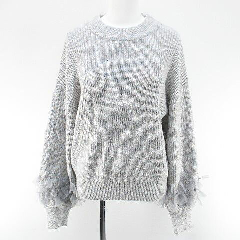 【中古】ヴェロフォンナ Re.Verofonna 長袖 ニット セーター 38 灰系 グレー チュールフリル アンゴラ レディース 【ベクトル 古着】 251205
