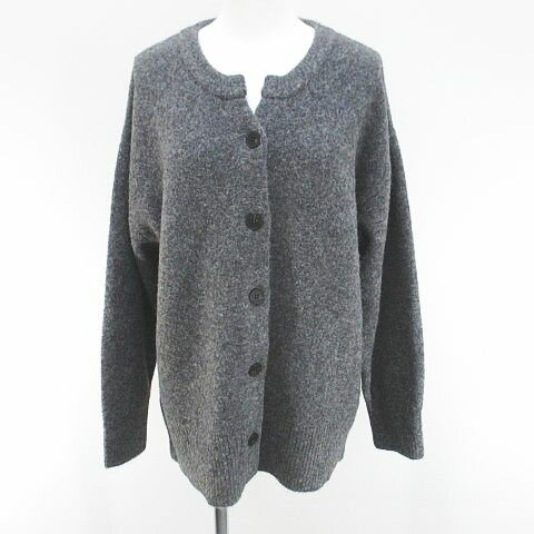 【中古】アフタヌーンティー Afternoon Tea WARDROBE 長袖 カーディガン ニット M-L 灰系 グレー ストレッチ リブ 毛 ウール 無地 レディース 【ベクトル 古着】 251219