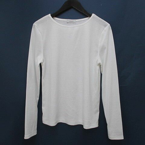 【中古】アフタヌーンティー Afternoon Tea 長袖 リブ カットソー M-L 白系 ホワイト 無地 ストレッチ 透け感 レディース 【ベクトル 古着】 251219