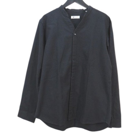 【中古】タケオキクチ TAKEO KIKUCHI 長袖 シャツ M 黒系ブラック スキッパー 隠しボタン ラウンドヘム メンズ 【ベクトル 古着】 260116