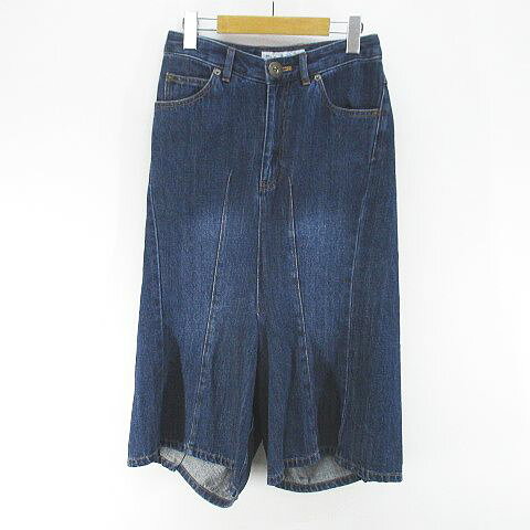 【中古】プライド PRIDE デニムパンツ ジーンズ サルエルパンツ ワイドパンツ ミモレ丈 ジップフライ 36 紺系 ネイビー インディゴ レディース 【ベクトル 古着】 260119