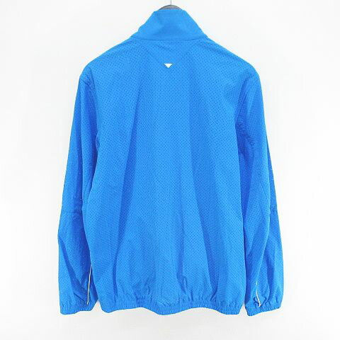 【中古】アンパスィ and per se ゴルフウェア ジャケット 薄手 パンチング L 青系 ブルー ストレッチ ジップアップ ロゴ 文字 刺繍 ワッペン メンズ 【ベクトル 古着】 260129