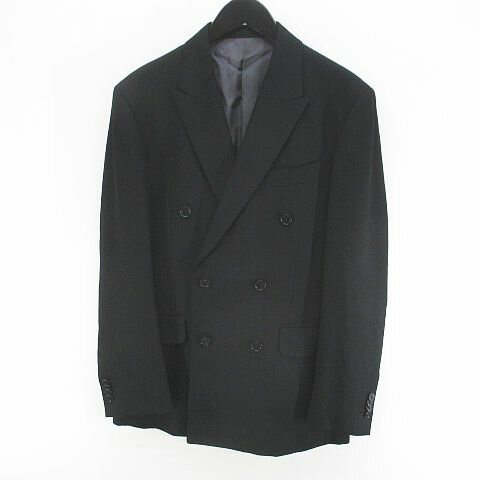 【中古】ドーメル DORMEUIL セットアップ スーツ テーラード ジャケット ロングパンツ スラックス ジップフライ 黒系 ブラック イギリス製 裏地 無地 メンズ 【ベクトル 古着】 260130