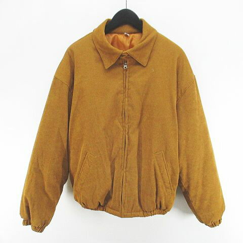 【中古】Oil Rice パデットジャケット コーデュロイ 茶系 ブラウン ジップアップ ポケット 裏地 無地 メンズ 【ベクトル 古着】 260130実寸サイズ肩幅：55cm　身幅：61cm　袖丈：57cm　着丈：63cm　　素材ポリエス...