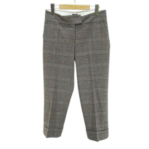 Long Pants - 【中古】ジョセフ JOSEPH グレンチェック柄 アンクル丈 テーパードパンツ ジップフライ 40 茶系 ブラウン イタリア製 ロールアップ 毛 ウール レディース 【ベクトル 古着】 260302