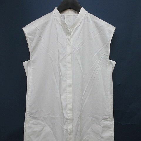 【中古】未使用品 ボールジー BALLSEY トゥモローランド フレンチスリーブ バックオープン シャツワンピース ロング丈 36 白系 ホワイト 無地 ギャザー リボン 透け感 タグ付 レディース 【ベクトル 古着】 260302